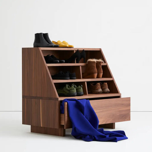 Scarpiera a ripiani dal design essenziale, marrone, per la casa