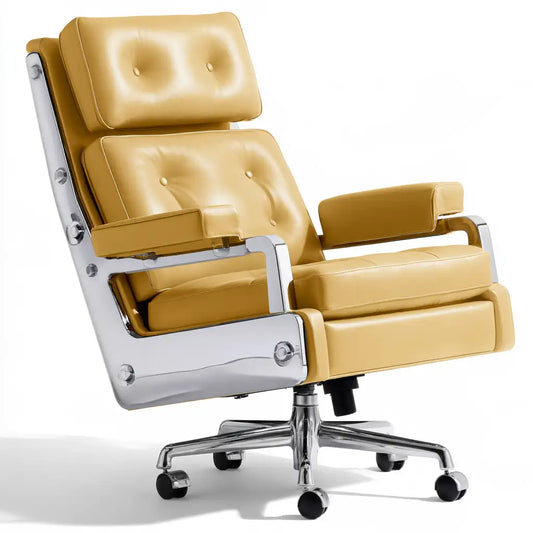 Sedia da ufficio girevole dal design essenziale, marrone, per la casa